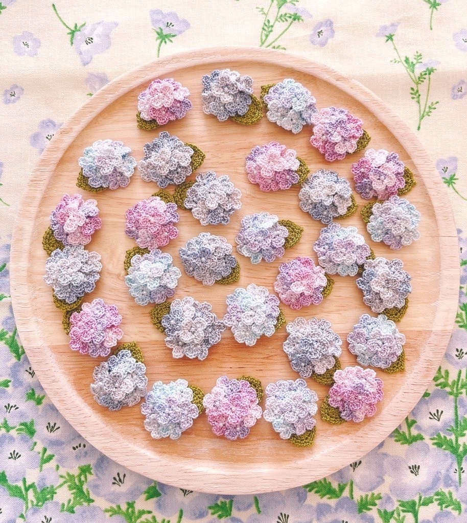 紫陽花の花飾り(青紫)