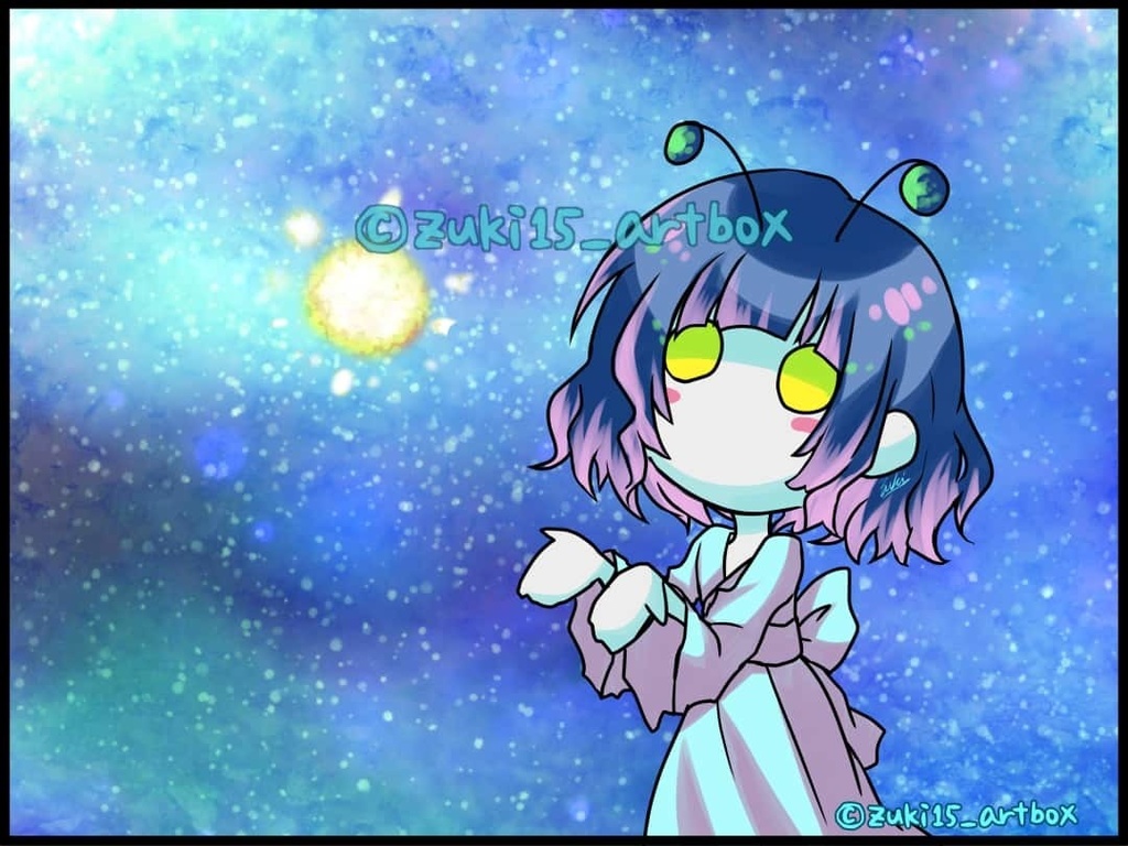 【ブログ絵】宇宙イヴちゃんTシャツ