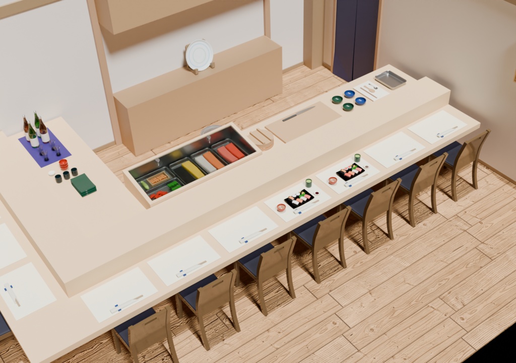 3D寿司カウンター&寿司帽