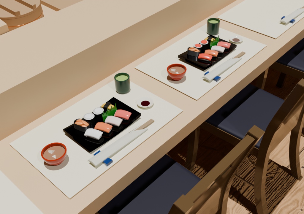 3D寿司カウンター&寿司帽