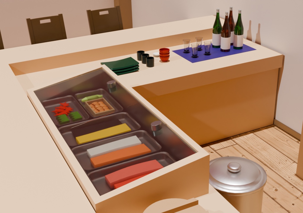 3D寿司カウンター&寿司帽