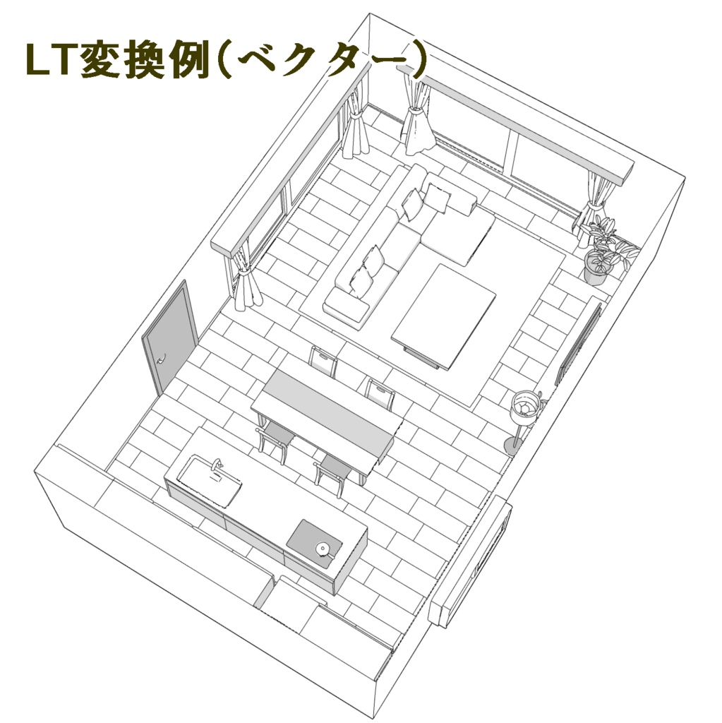 3Dリビングルーム【CLIP STUDIO PAINT】