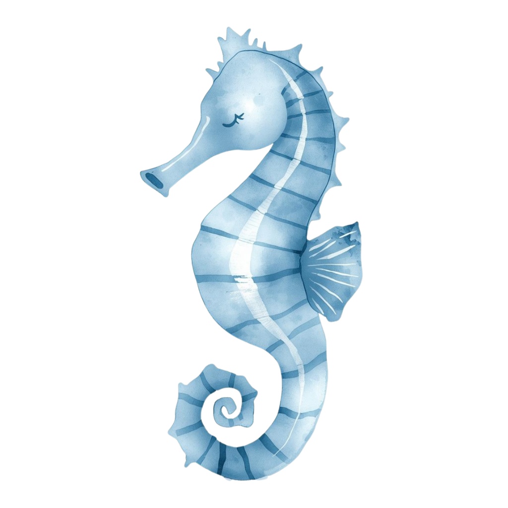 🎨 水彩画風 水色のお魚クリップアート 10種類セット(PNG形式・背景透過)