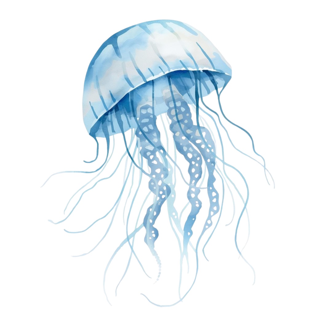 🎨 水彩画風 水色のお魚クリップアート 10種類セット(PNG形式・背景透過)