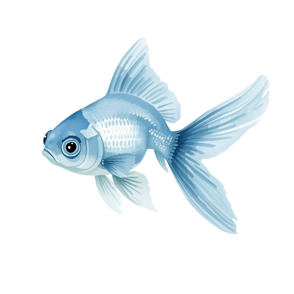 🎨 水彩画風 水色のお魚クリップアート 10種類セット(PNG形式・背景透過)