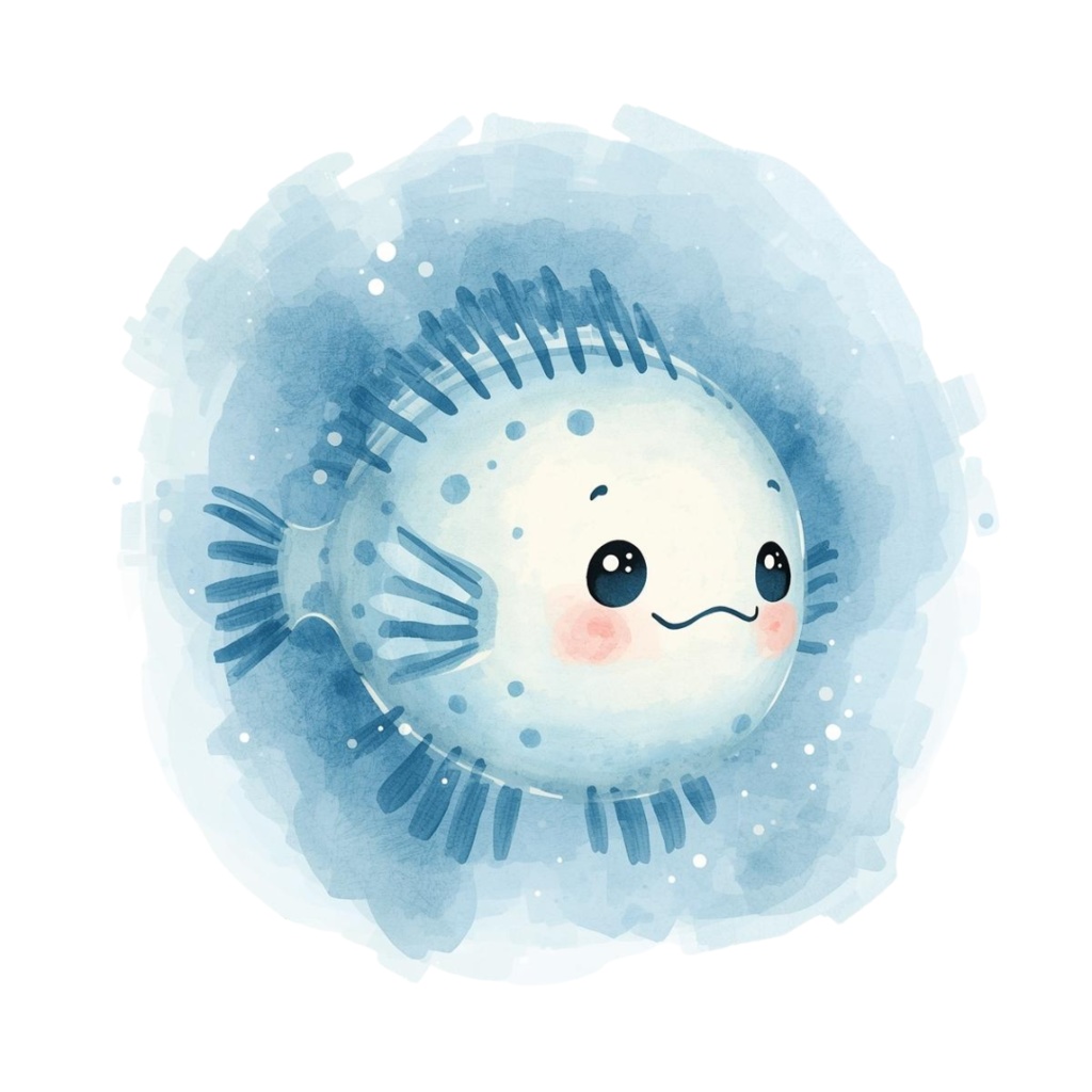 🎨 水彩画風 水色のお魚クリップアート 10種類セット(PNG形式・背景透過)