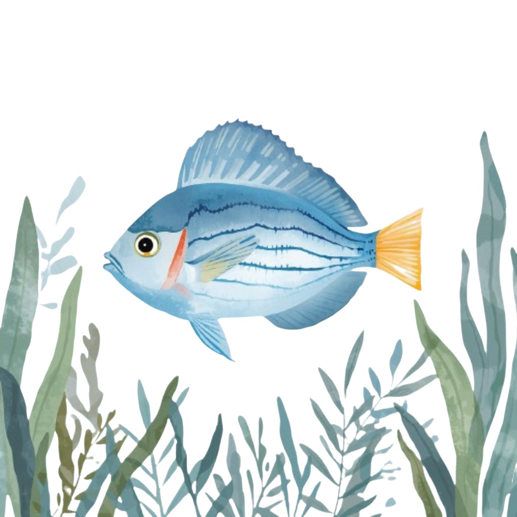 🎨 水彩画風 水色のお魚クリップアート 10種類セット(PNG形式・背景透過)