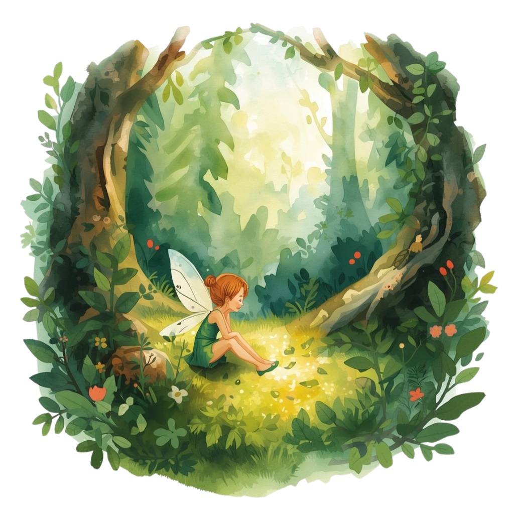 水彩画風 緑色の森のクリップアート 10種類セット(PNG形式・背景透過)