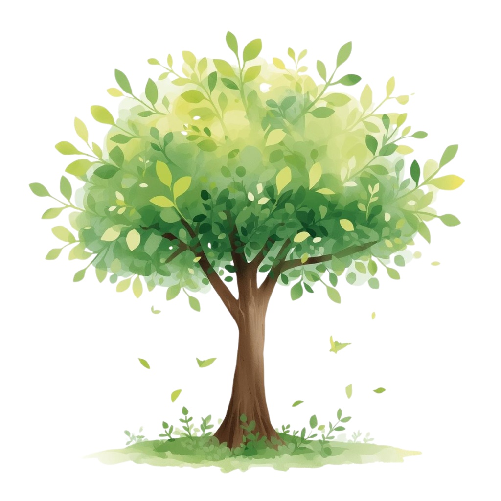 水彩画風 緑色の森のクリップアート 10種類セット(PNG形式・背景透過)