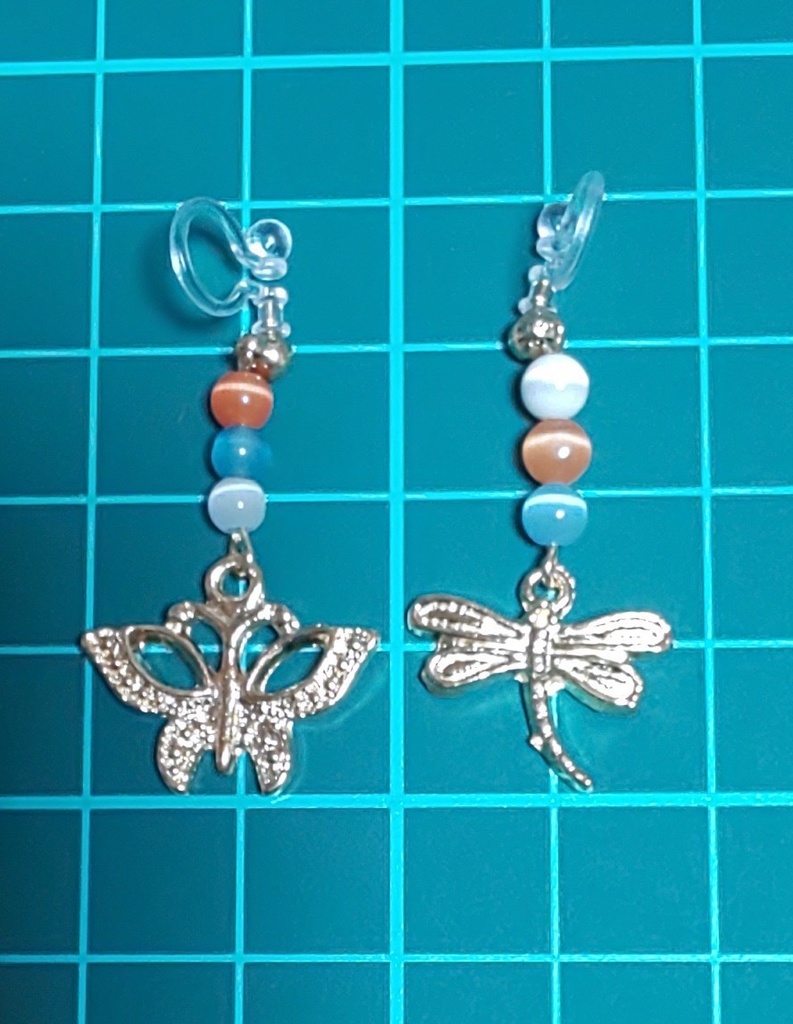 蝶とトンボのノンホールピアス