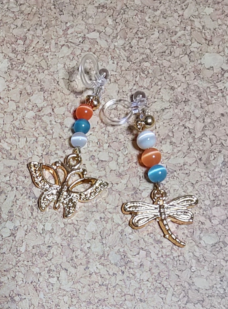 蝶とトンボのノンホールピアス