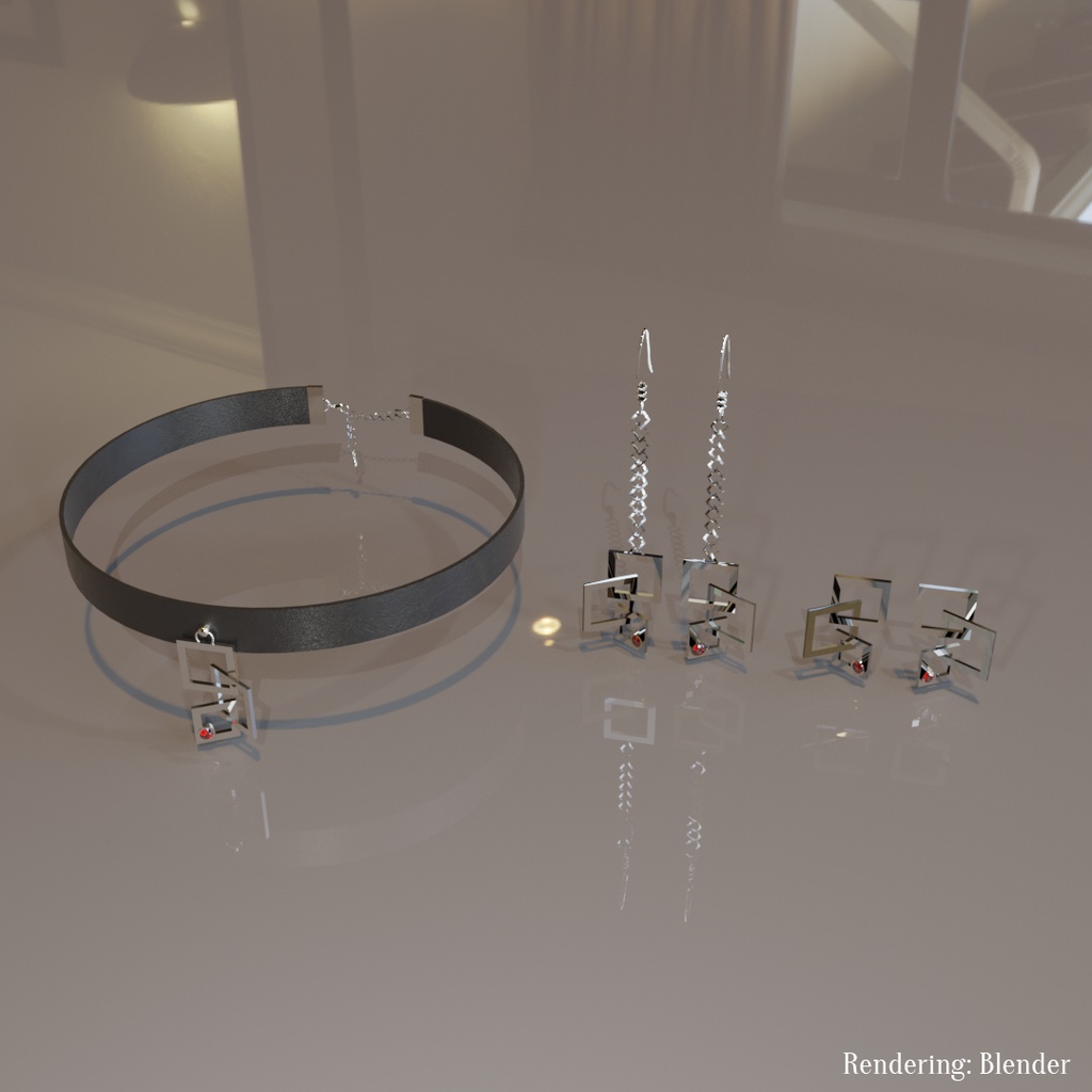 【VRChat想定】矩形デザインアクセサリーセット【MA対応】