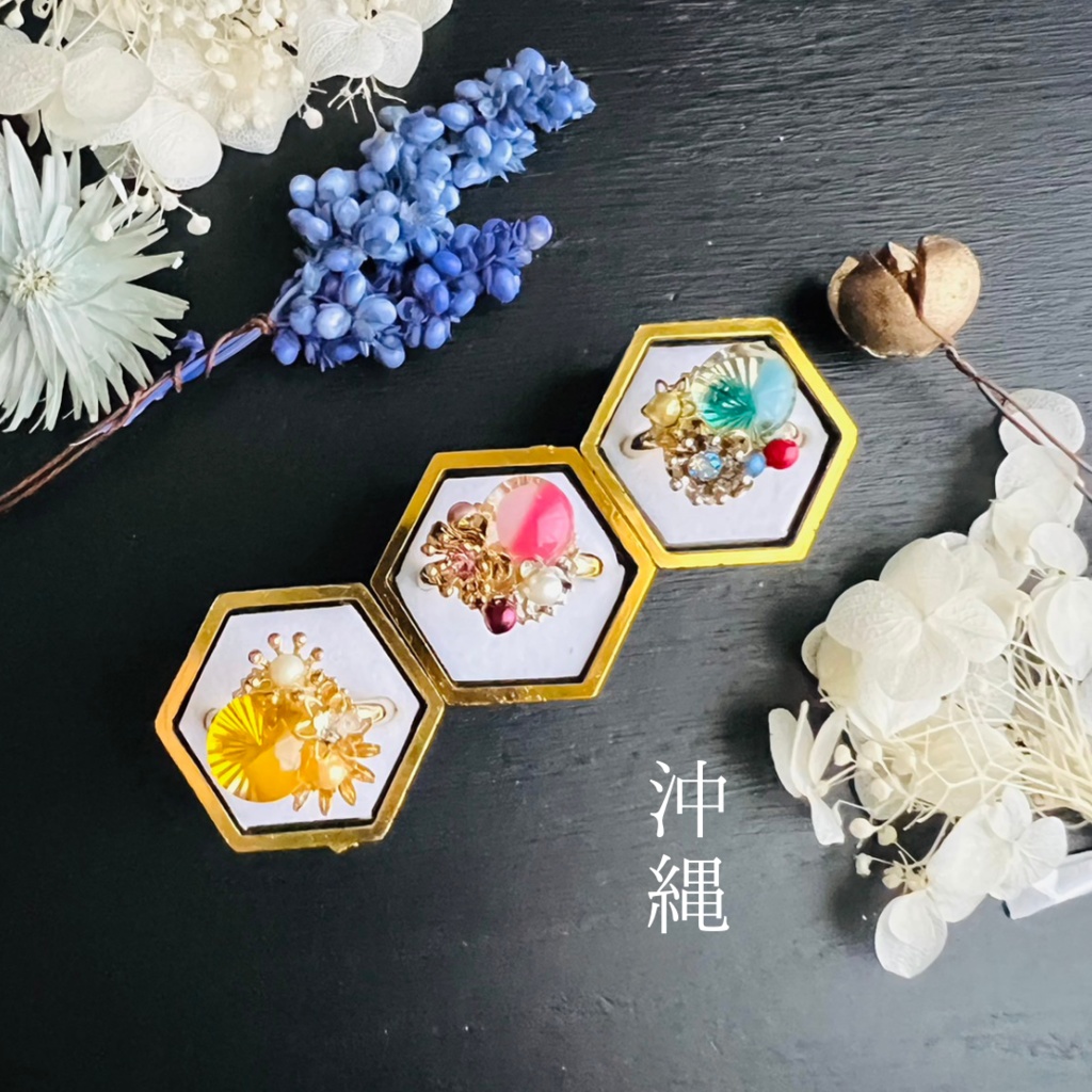 【沖縄】ベネチアンガラスの和風リング