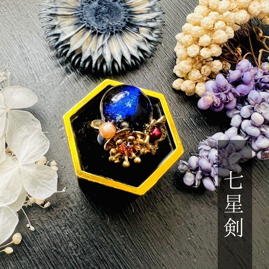 【剣イメージ】ベネチアンガラスの和風リング