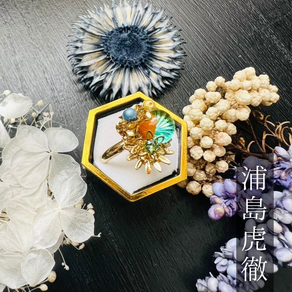 【脇差イメージ】ベネチアンガラスの和風リング