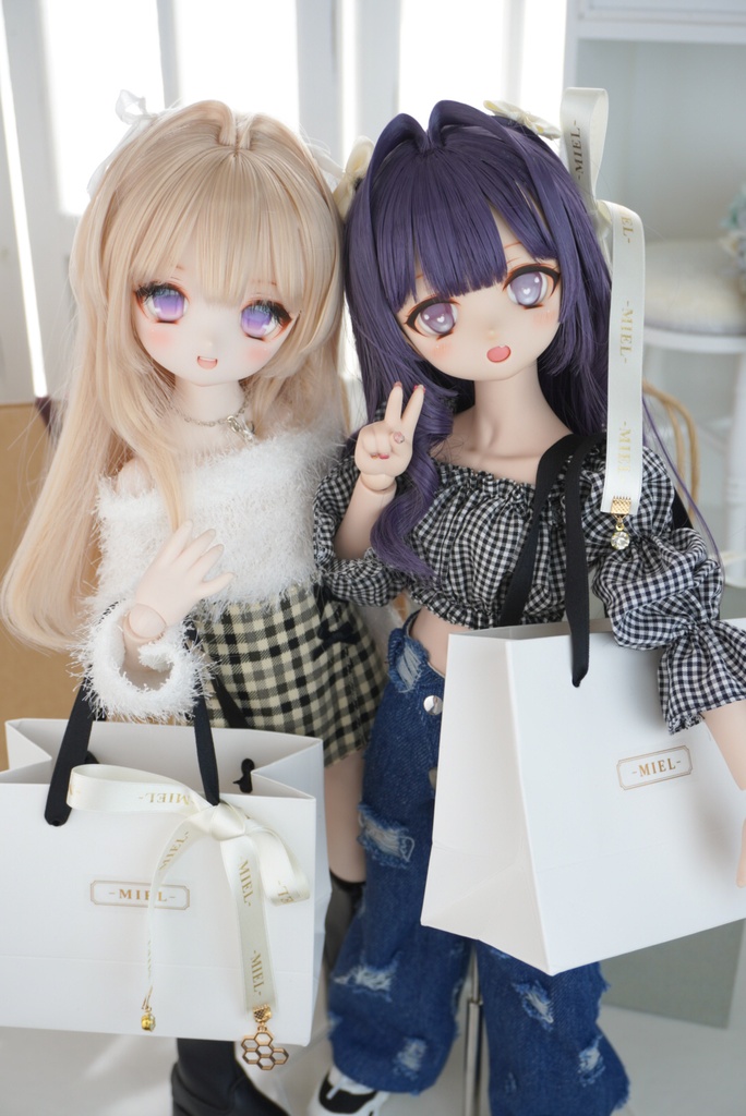 スクエアネックブラウス×ダメージデニムセット