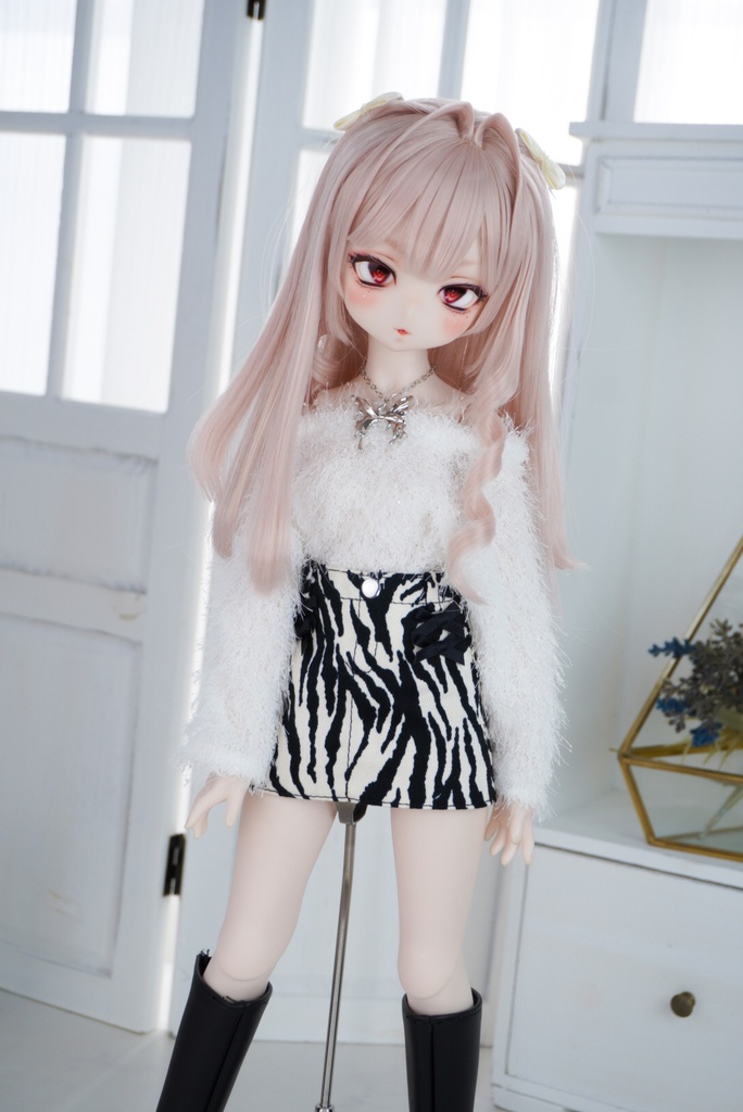 シャギーニット×ミニスカートセット