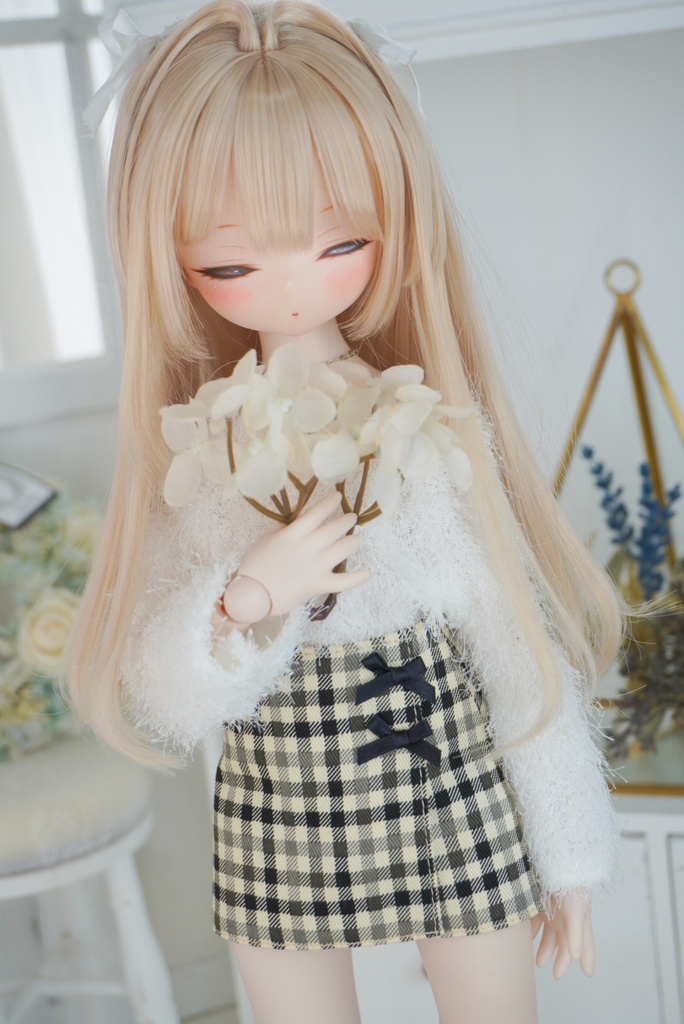 シャギーニット×ミニスカートセット