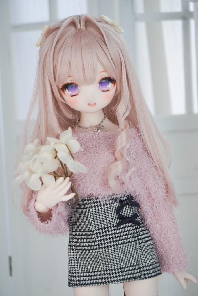 シャギーニット×ミニスカートセット