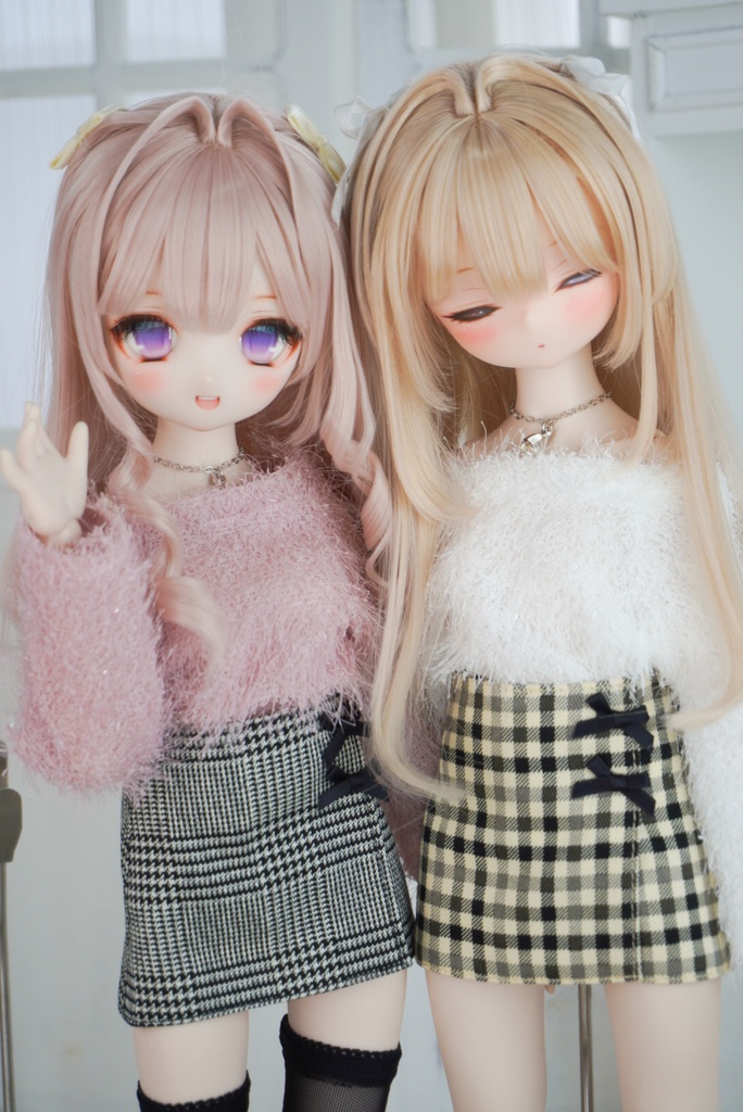 シャギーニット×ミニスカートセット