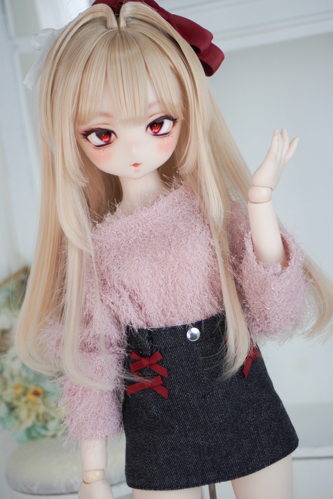 シャギーニット×ミニスカートセット