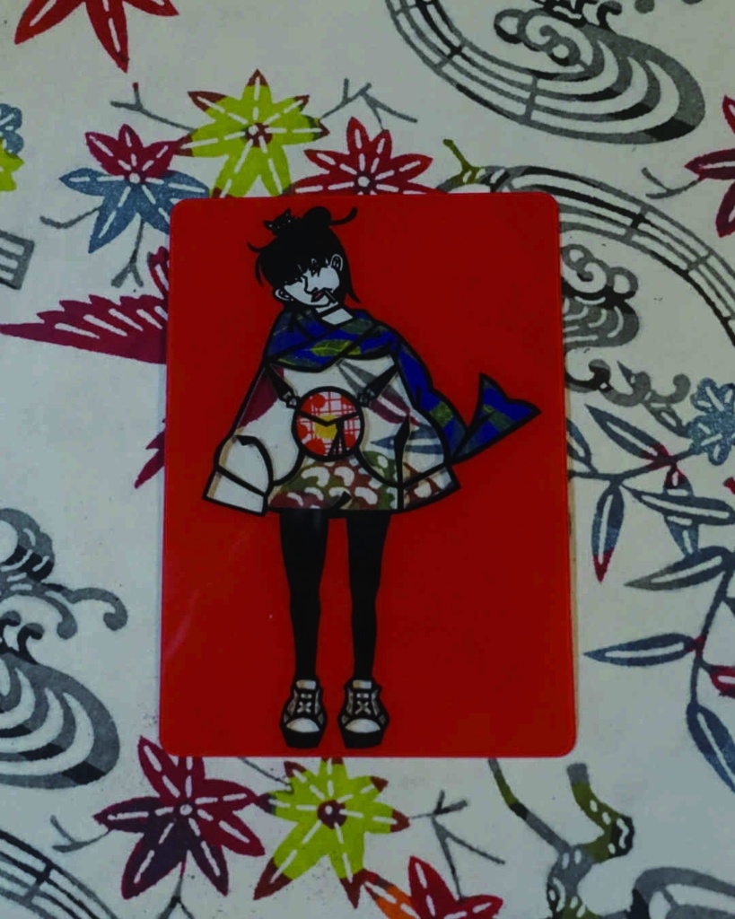 地下鉄女子 切り絵カード