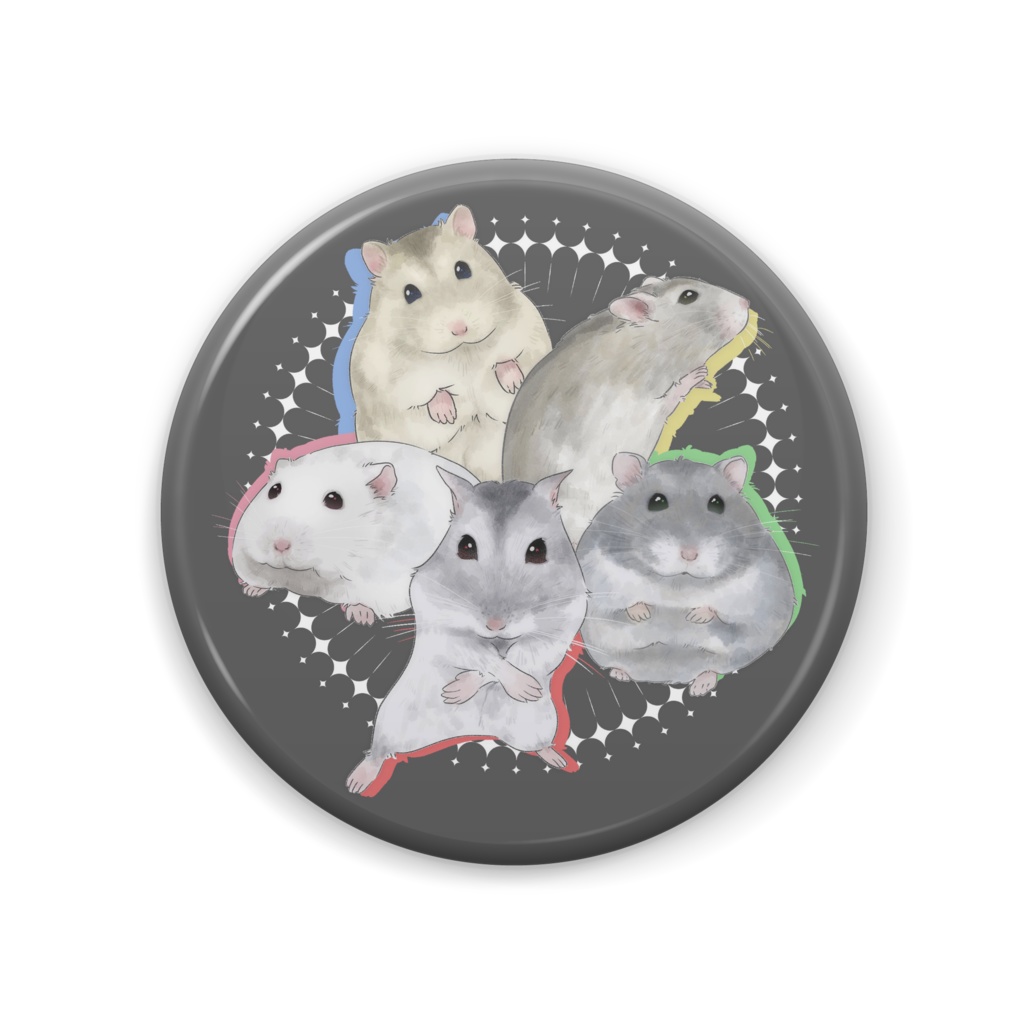 ジャンガリアン戦隊全員集合(黒)◆缶バッジ