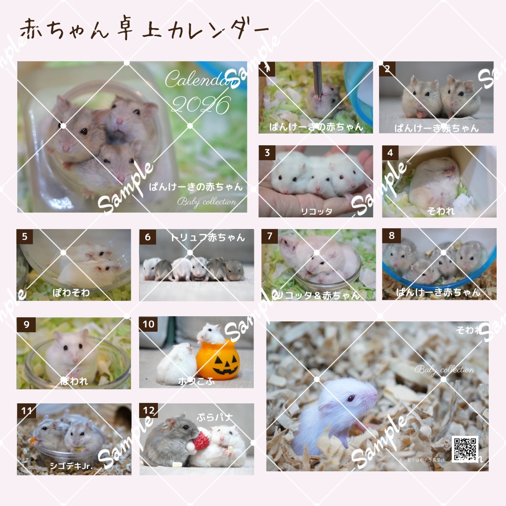 ご予約商品(~11/21)【2026年1月始まり】卓上カレンダー2026~赤ちゃんコレクション(ジャンガリアンハムスター)
