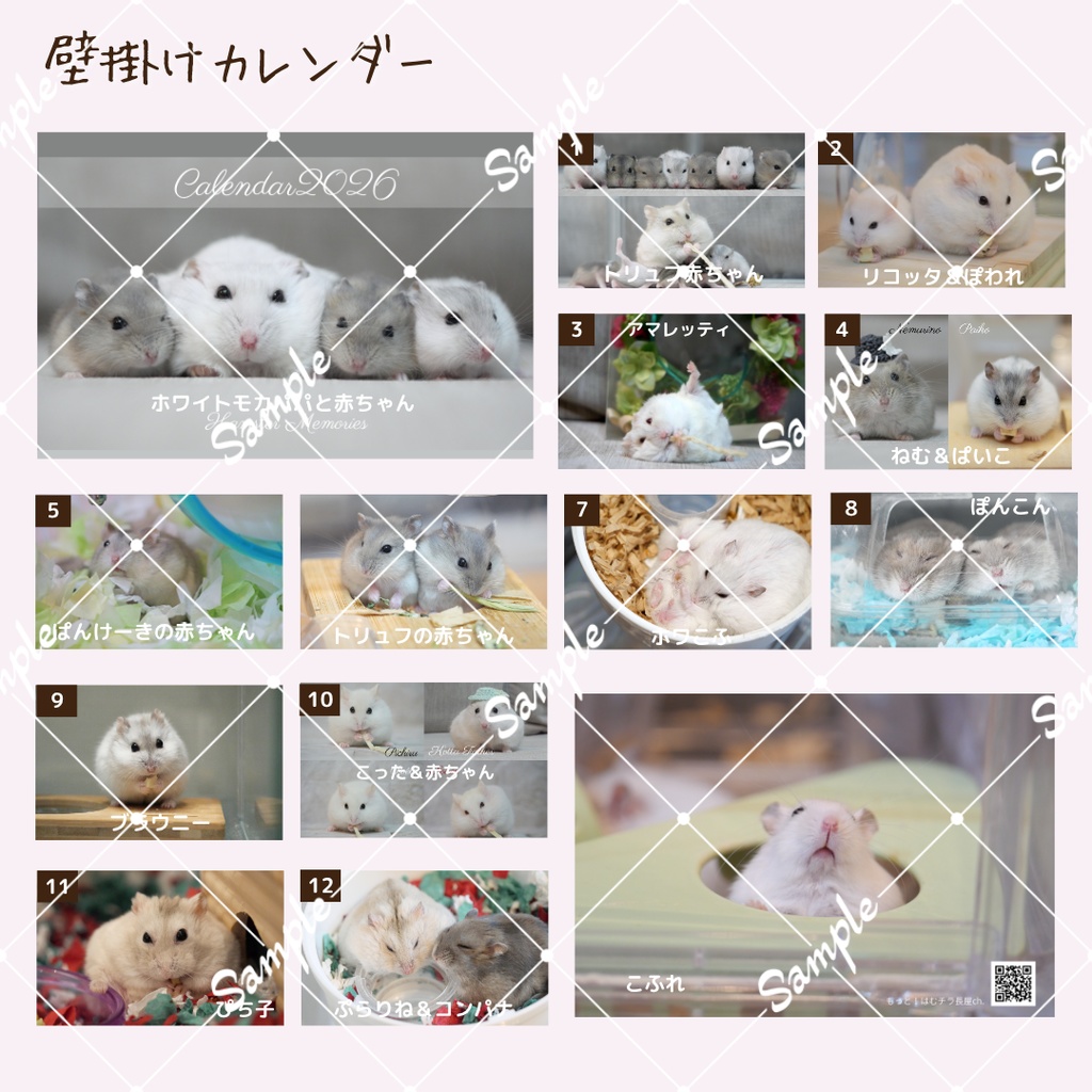 ご予約商品(~11/21)【2026年1月始まり】壁掛けカレンダー2026~ハムスターメモリー(ジャンガリアンハムスター)