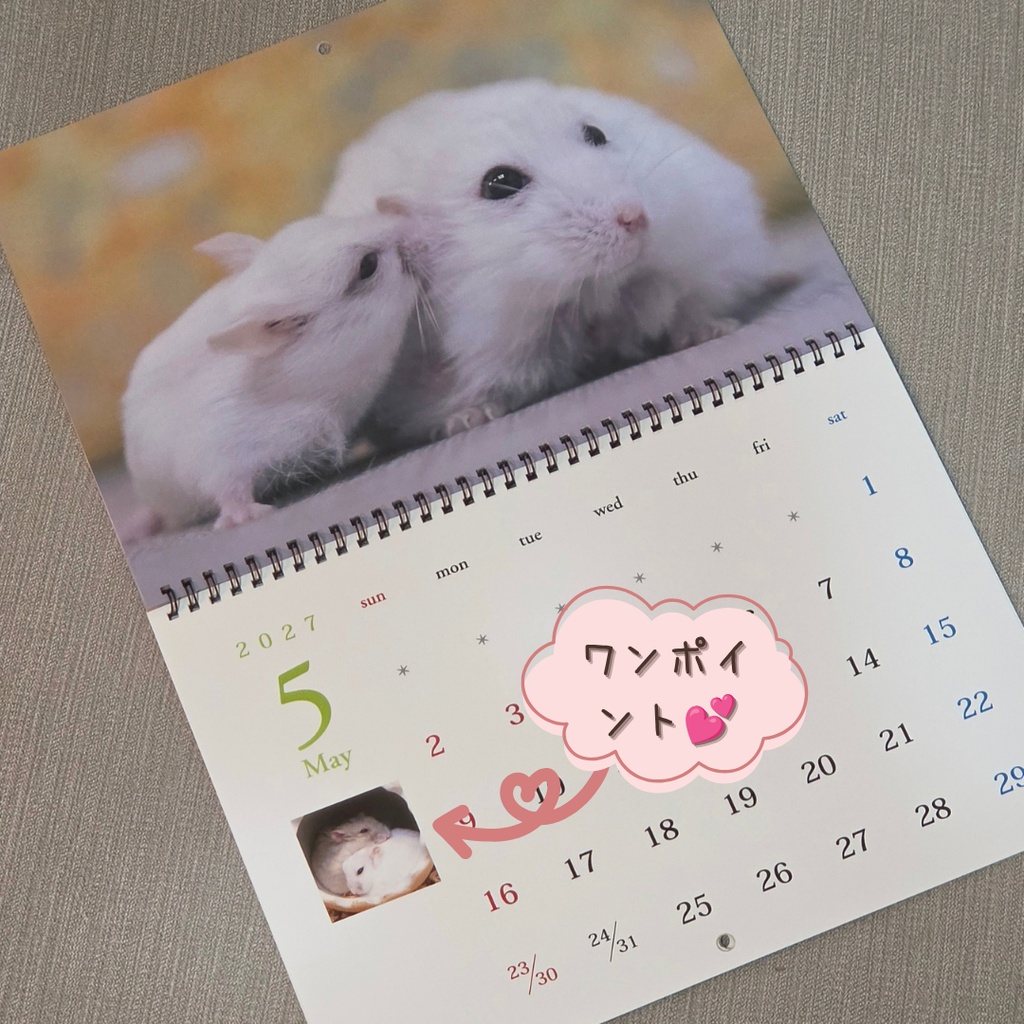ご予約商品(~10/31)【2027年1月始まり】壁掛けカレンダー2027②~メモリーズ(ジャンガリアンハムスター)