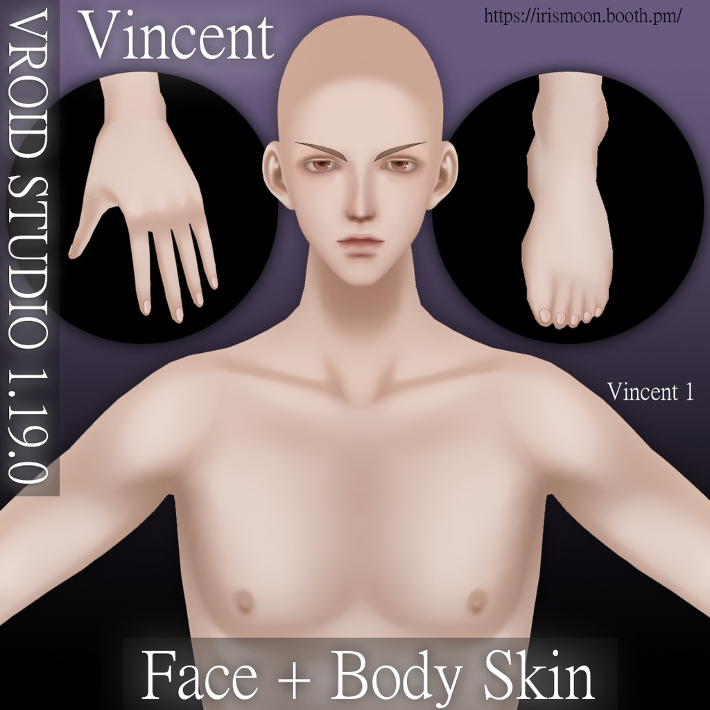 Vincent【Face + Body Skin / 顔+体の皮膚】(VRoid)