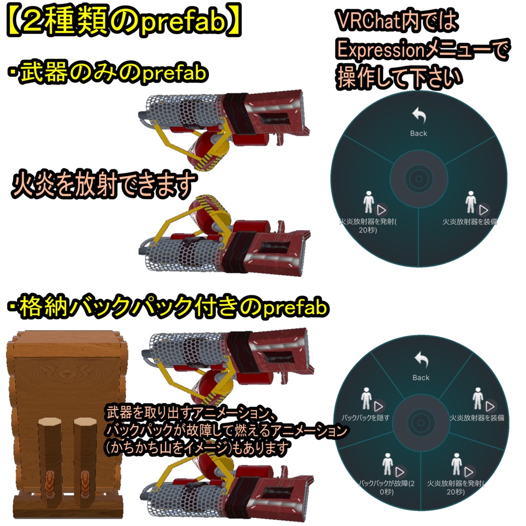 【ModularAvatar対応】火炎放射器(格納バックパック付き)