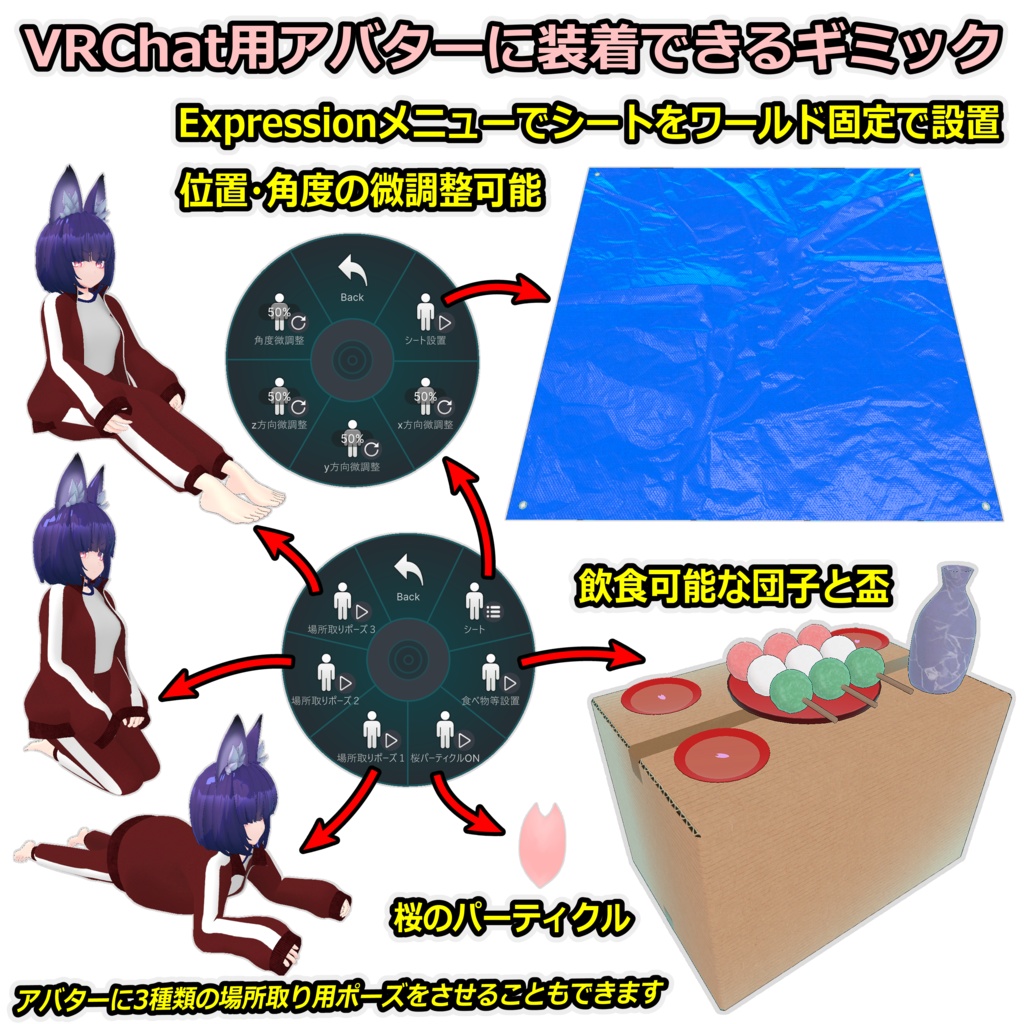 お花見の場所取りギミック【ModularAvatar対応】