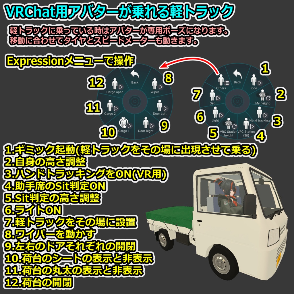 乗れる軽トラック【ModularAvatar対応】
