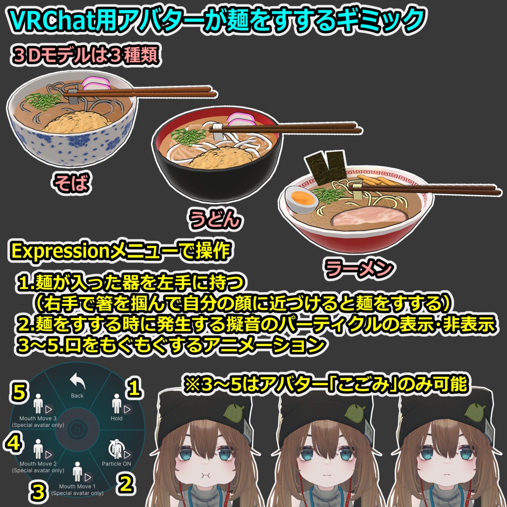 麺をすするギミック【ModularAvatar対応】