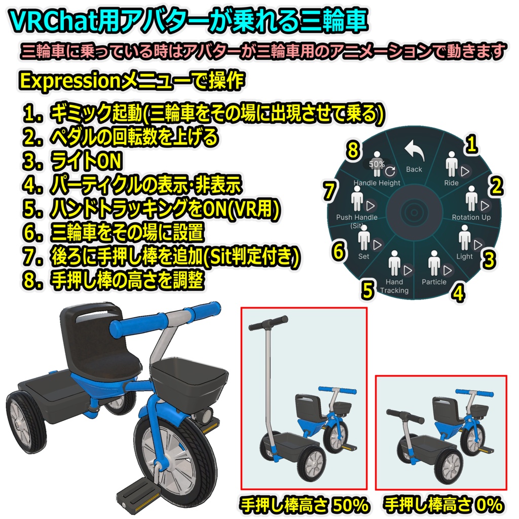 乗れる三輪車【ModularAvatar対応】