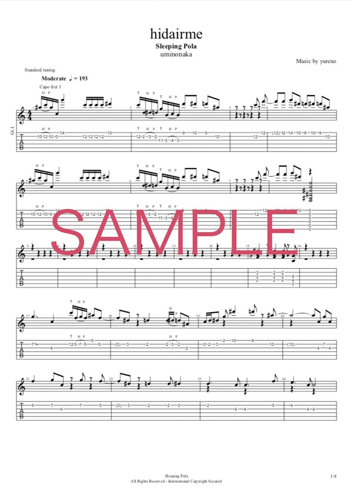 hidarime Tabs (Guitar/Bass)