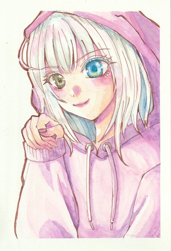 少女絵原画【オッドアイ】