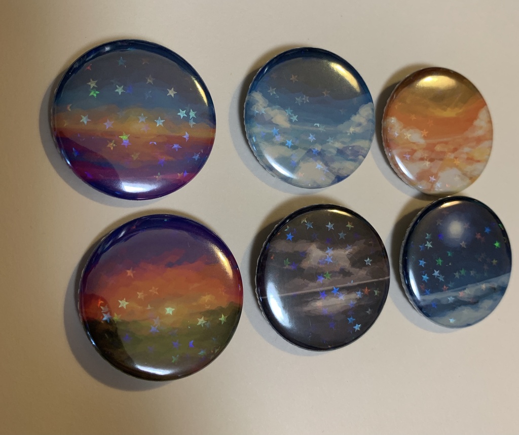 創作缶バッジ32mm 星ホログラム入り