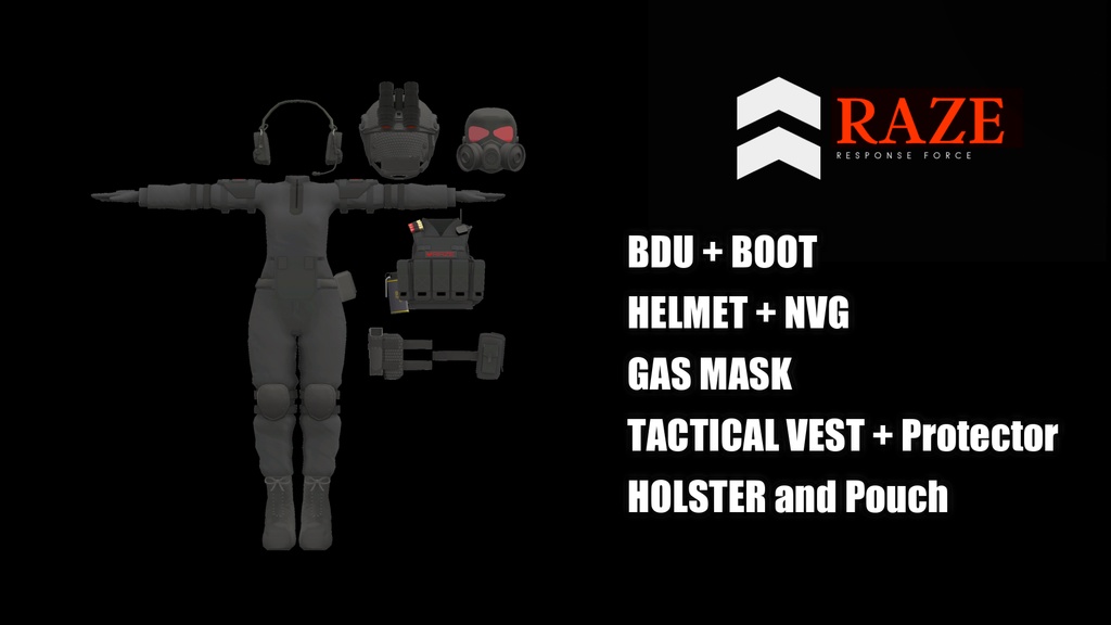 【VRChat向け】全16アバター対応 "即応部隊 RAZE"