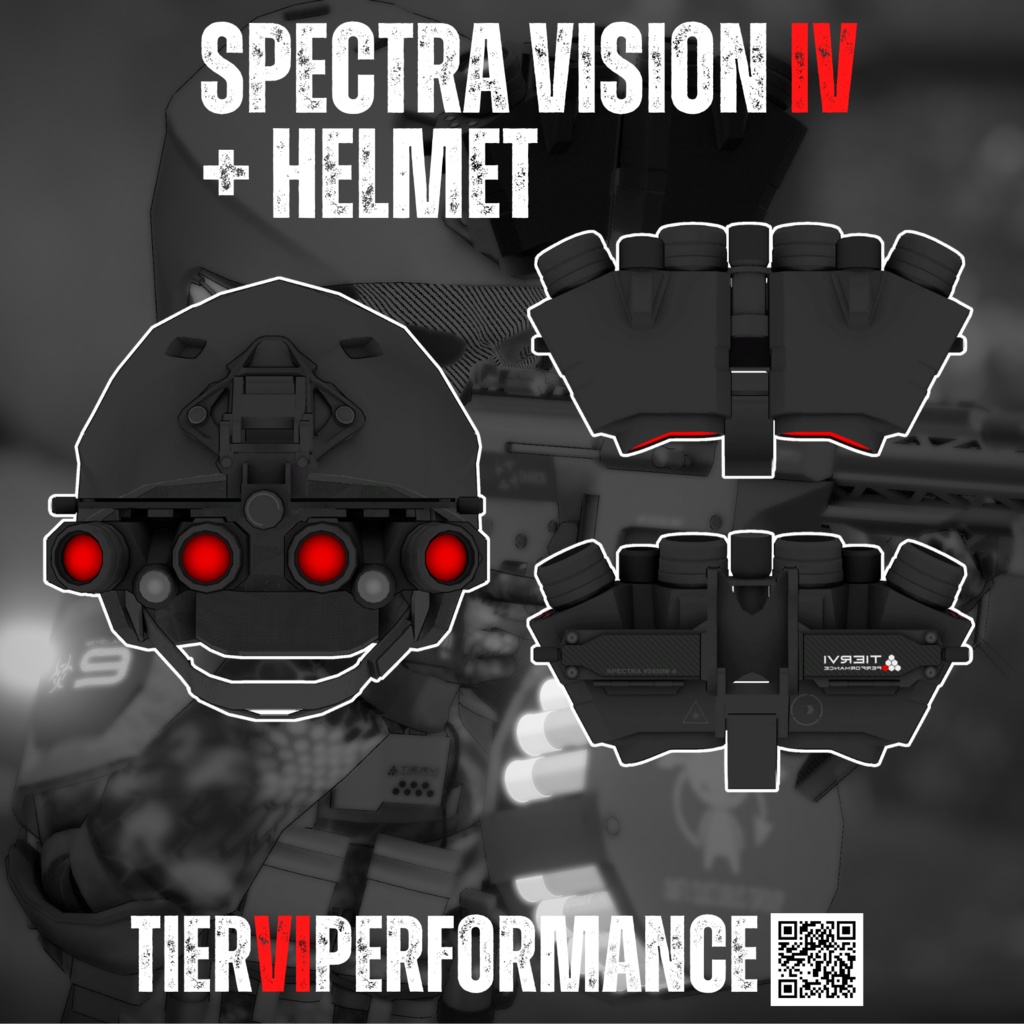 【VRChat向け】ヘルメット＋ナイトビジョンゴーグル Spectra Vision 4