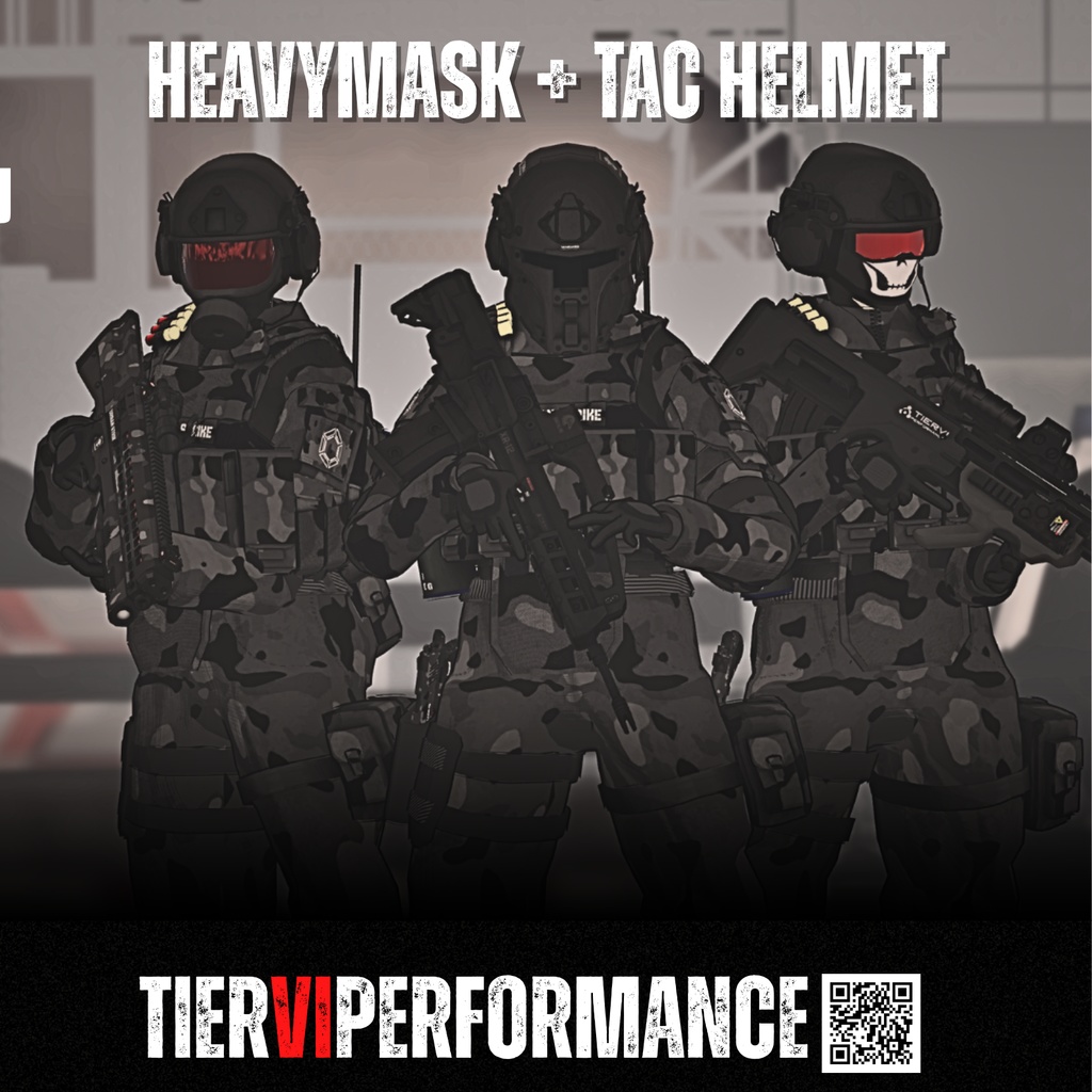【セール中】【VRChat向け】3Dモデル ヘビーマスク+タクティカルヘルメットコンボ