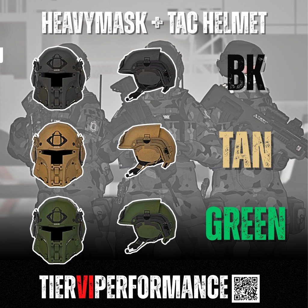【セール中】【VRChat向け】3Dモデル ヘビーマスク+タクティカルヘルメットコンボ