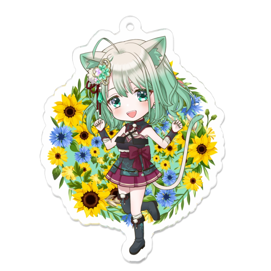 向日葵なぎ猫アクキー笑顔７０ｍｍ
