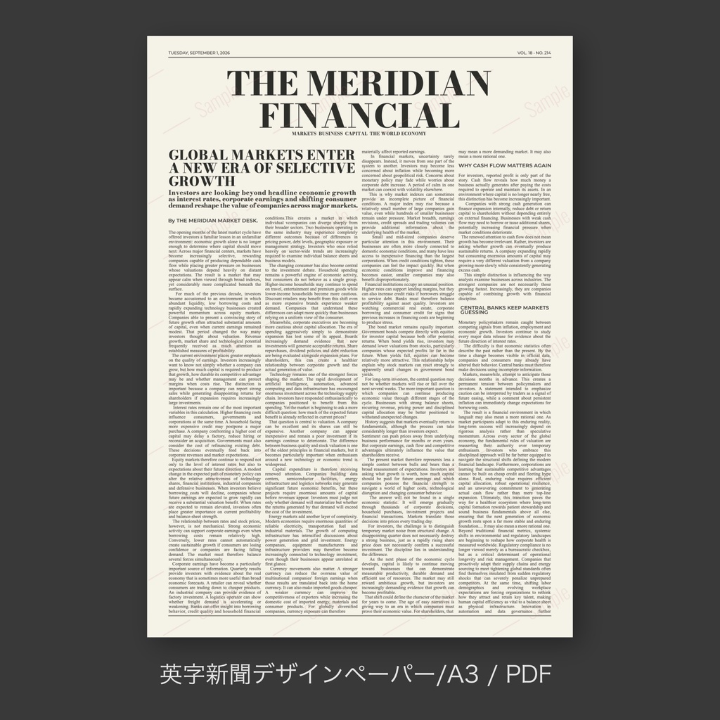 【英字新聞｜ラッピングペーパー/デジタルデザインペーパー（A3/PDF/ PNG対応）】