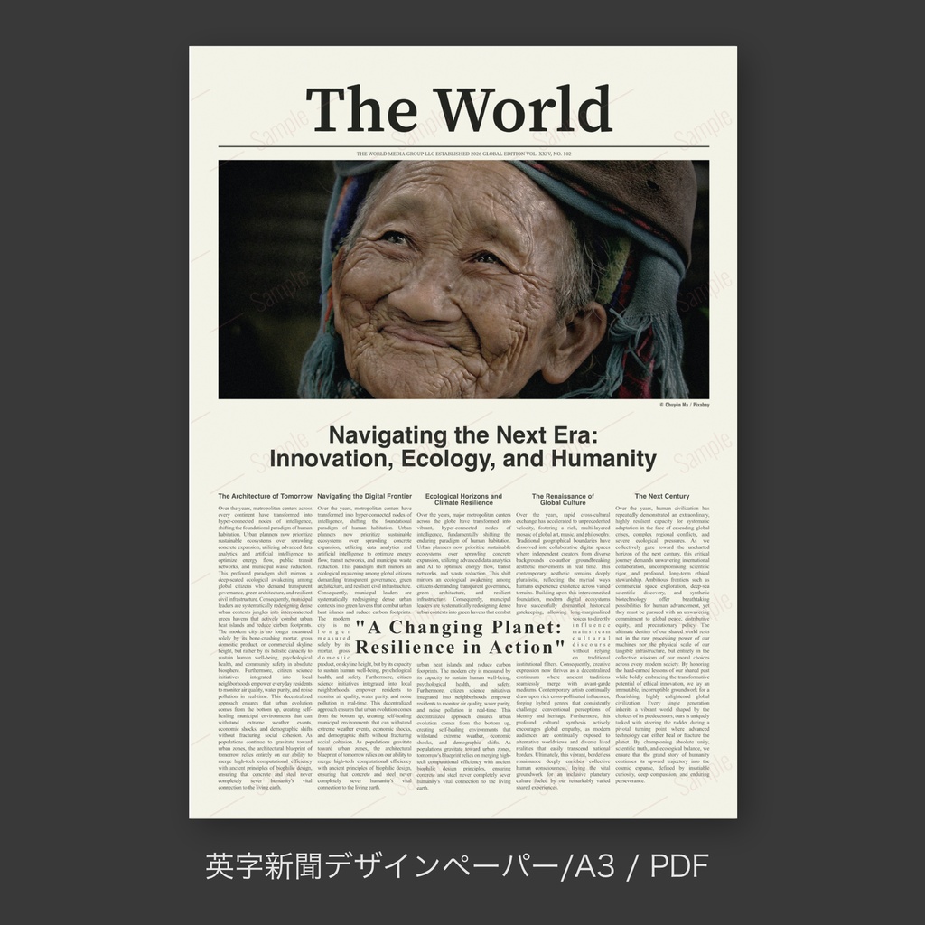 【英字新聞|ラッピングペーパー/デジタルデザインペーパー(A3/PDF/ PNG対応)】
