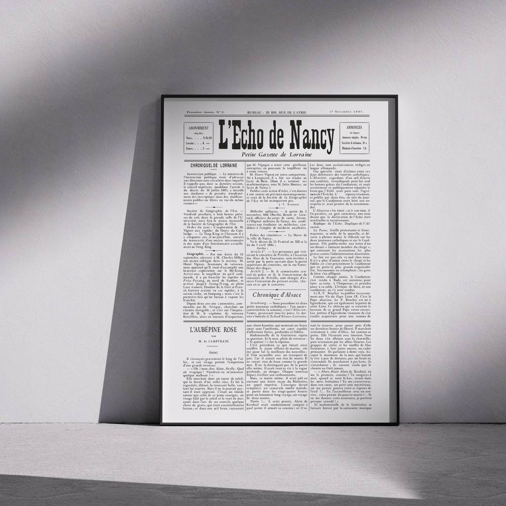 【A3 PDF】アンティーク英字新聞｜L’Echo de Nancy｜ブーケ包装・ラッピング・コラージュ素材