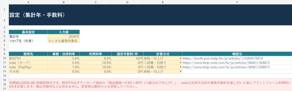 【Excel】BOOTH・note 売上/利益管理テンプレート|月別・商品別に自動集計