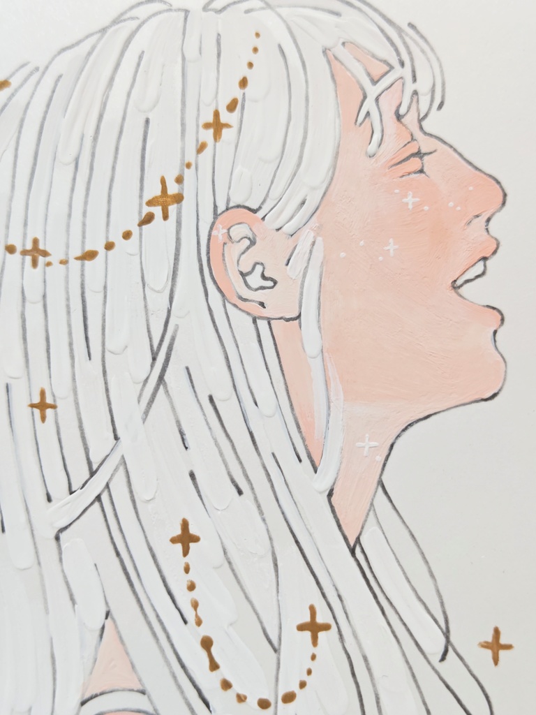 【ハガキサイズドローイング】きらきらの笑顔