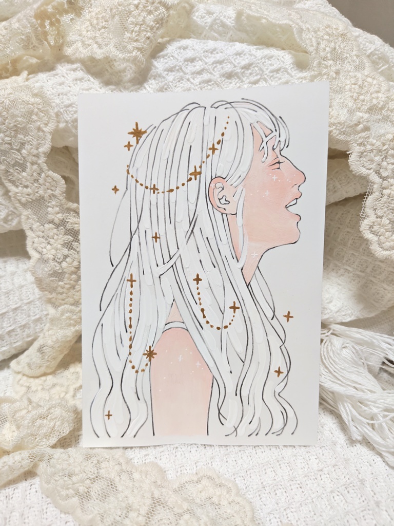 【ハガキサイズドローイング】きらきらの笑顔